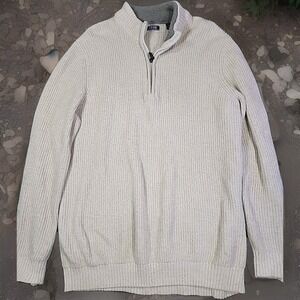 IZOD Sweatshirt Men's XL 1/4 Zip Pullover  Cozy Fleece Long‎ Sleeve Cream